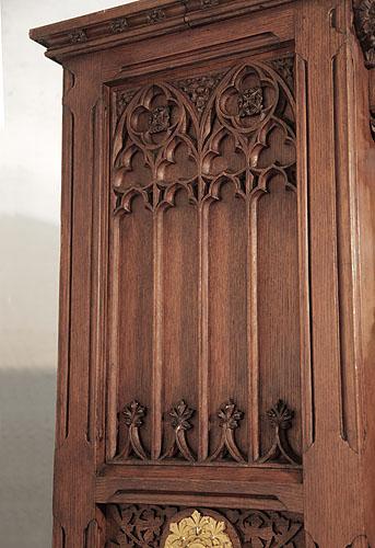 Gebruder Knake Gothic arches and tracery on piano cabinet