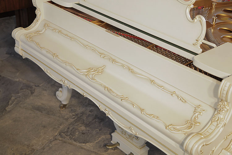 Steinway  Model O  piano fall with ornate Rococo style carvings and gilt accents. We are looking for Steinway pianos any age or condition.