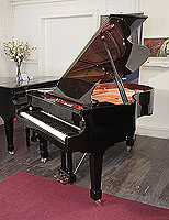 Pre-owned, Wendl and Lung Model 178 grand piano with a black case and polyester finish. 