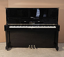 Reconditioned,  1978, Yamaha U1 upright piano with a black case and polyester finish
