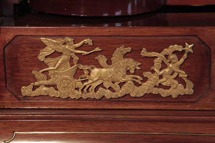Ibach front panel ormolu mount featuring Selene driving her moon chariot across the heavens