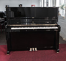Brand new, Sauter Meisterklasse upright piano for sale with a polished, black case. Piano achieves concert quality sound featuring a grand quality resonating body, double repetition action and sostenuto pedal. 100% made in Germany.