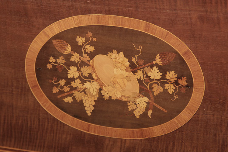 Broadwood inlaid panel featuring a tambourine, flowers and foliage