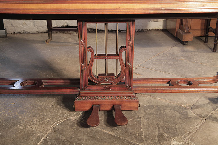 Broadwood carved, two pedal lyre attached with a cross stretcher