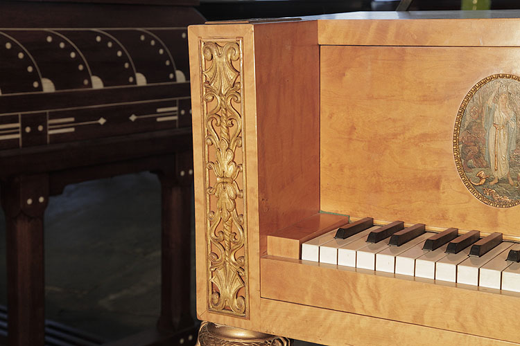 Soren Jensen high, square piano cheek featuring and openwork panel of carved scrolls, shells and foliage