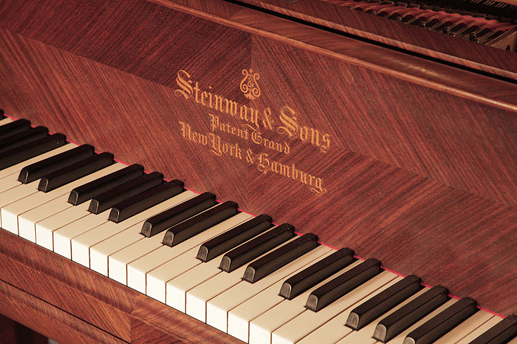Steinway manufacturer's name inlaid on fall