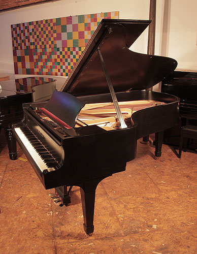 Restored,  1935, Steinway Model B grand piano with a satin, black case  and spade legs