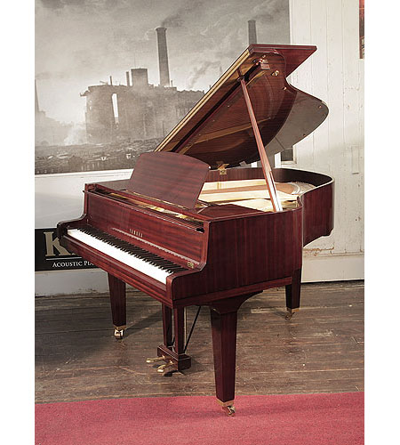 Reconditioned, 1974, Yamaha G1 baby grand piano with a mahogany case and square, tapered legs