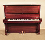 Piano for sale. Reconditioned, 1980, Apollo A360 upright piano for sale with a mahogany case and brass fittings. Piano has an eighty-eight note keyboard and and three pedals.