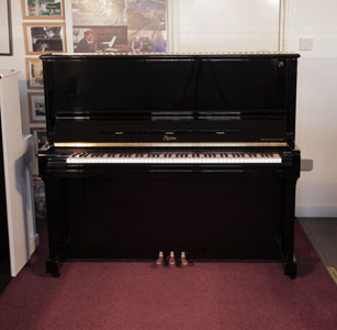 Reconditioned, 2010, Boston UP-132 Upright Piano For Sale with a Black Case and Brass Fittings.   Price includes:  3 year warranty |   First tuning free | Free  piano stool | Free delivery to a ground floor residence within mainland UK