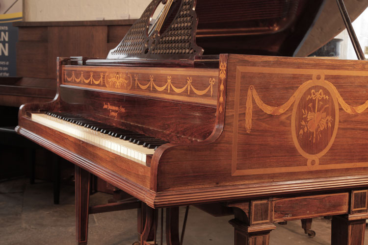 Broadwood rounded piano cheek with inlay
