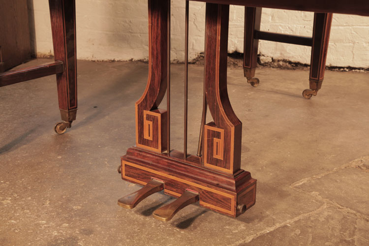 Broadwood two-pedal piano lyre with two square uprights ending in a Classical meander motif