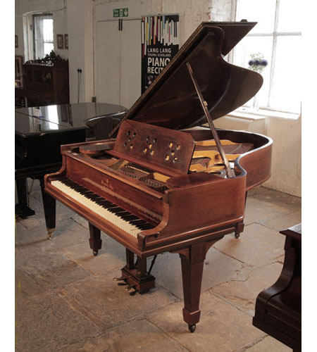 Bespoke 1903, Steinway Model O grand piano for sale with a polished, rosewood case and spade legs. Piano has a custom-made music desk featuring heart cut-outs. Piano has an eighty-eight note keyboard and a two-pedal lyre. 