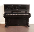 Piano for sale. Antique, 1887, Steinway upright piano with a black case and indented front panels