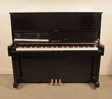 Reconditioned, 1965, Yamaha U2 upright piano with a black case and polyester finish