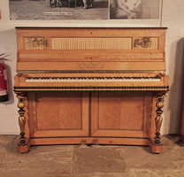 Piano for sale.  An 1860's, Chappell upright piano with a French style, bird's eye maple case. The twisted, baluster leg design is accented with contrasting gilt and black wood. Piano has an eighty-five note keyboard and two pedals.  Price includes Free delivery to a ground floor residence within mainland UK. 