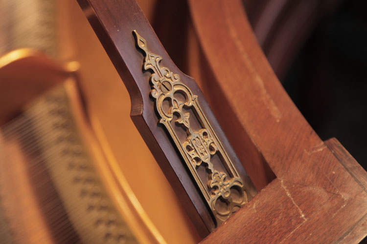 Schiedmayer  ornate brass hinge detail