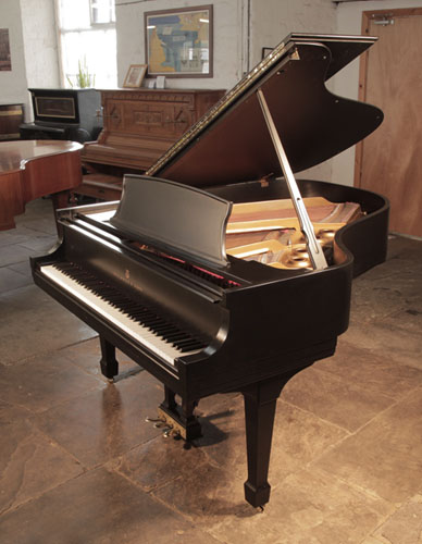 Reconditioned,  1978, Steinway Model L grand piano for sale with a satin, black case and spade legs