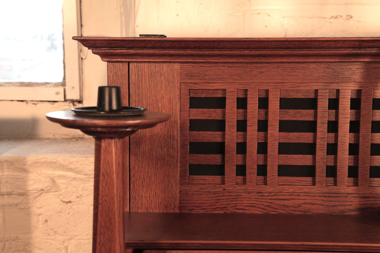 Bechstein openwork front panel in a criss-cross slatted design