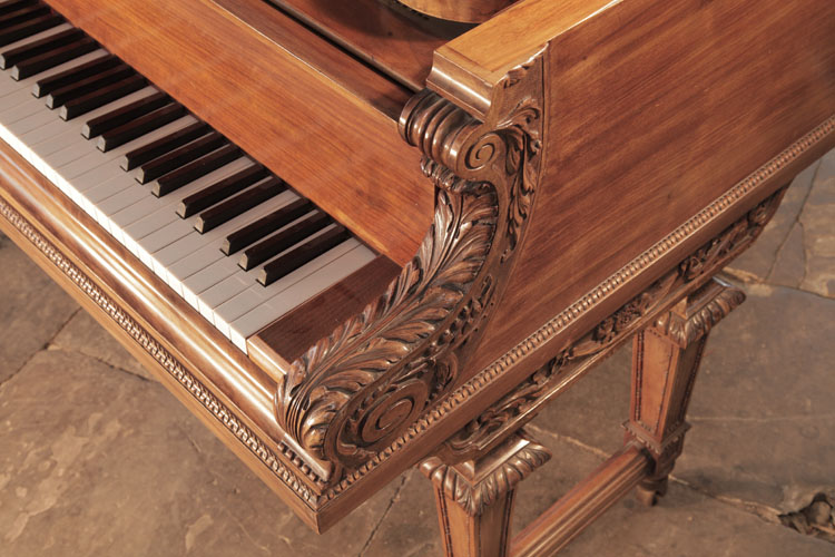 Piano cheek carved with feathered acanthus 