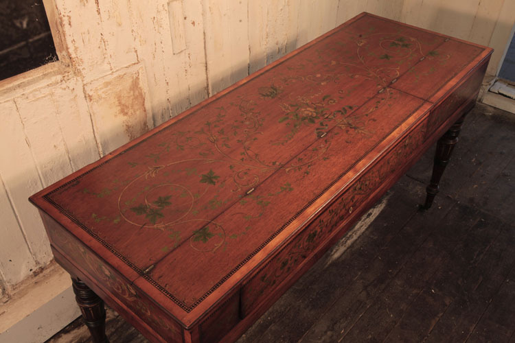 Broadwood piano lid entirely hand-painted in Neoclassical motifs
