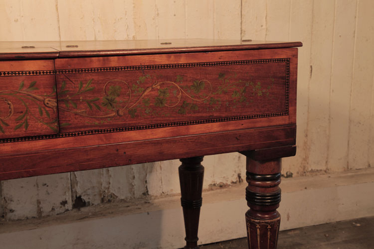 Broadwood cabinet hand-painted with tendrils, bellfowers, vine leaves and mistletoe