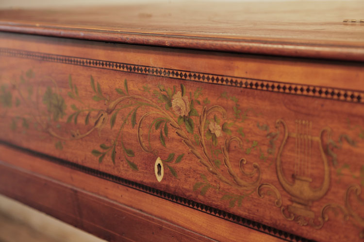 Key escutcheon and floral hand-painted detail 