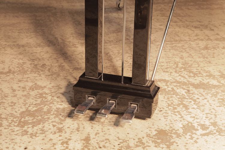 Feurich model 179 three-pedal piano lyre with chrome pedals