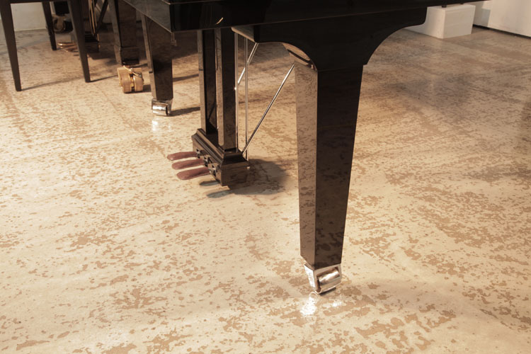 Feurich square tapered, piano leg with wide chrome casters
