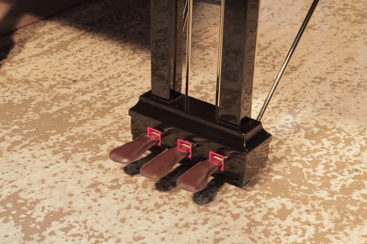 Feurich three-pedal piano lyre with square spindles