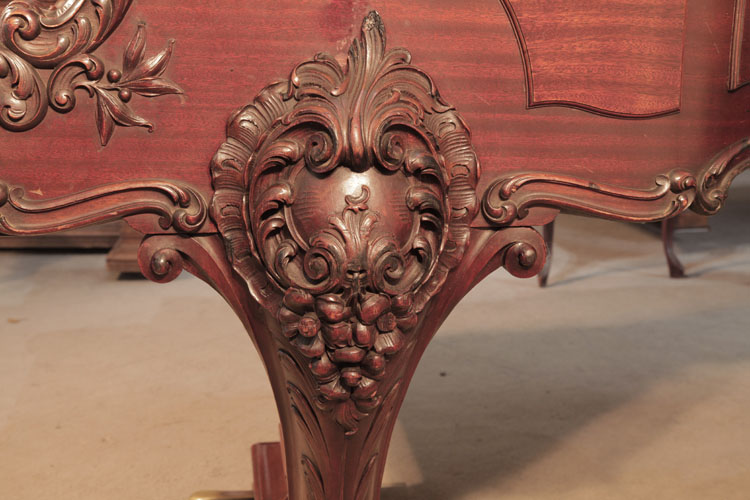 Schiedmayer leg pediment carved with acanthus, c-scrolls and flowers in high relief