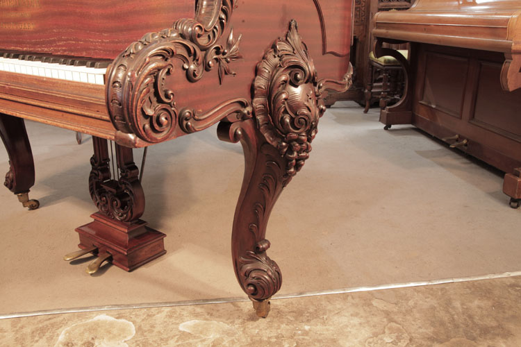 Schiedmayer ornately carved cabriole leg with scroll foot
