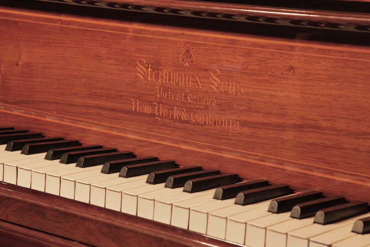 Steinway manufacturer's name inlaid on fall