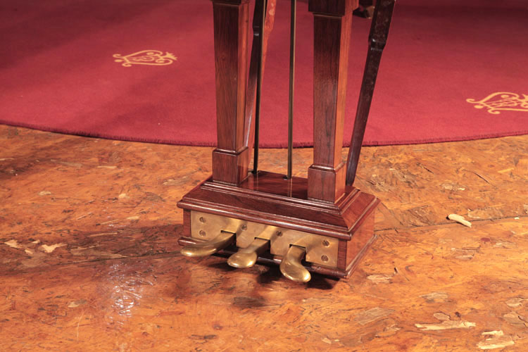 Steinway Model B three-pedal piano lyre with brass footplate and  square, tapered spindles 