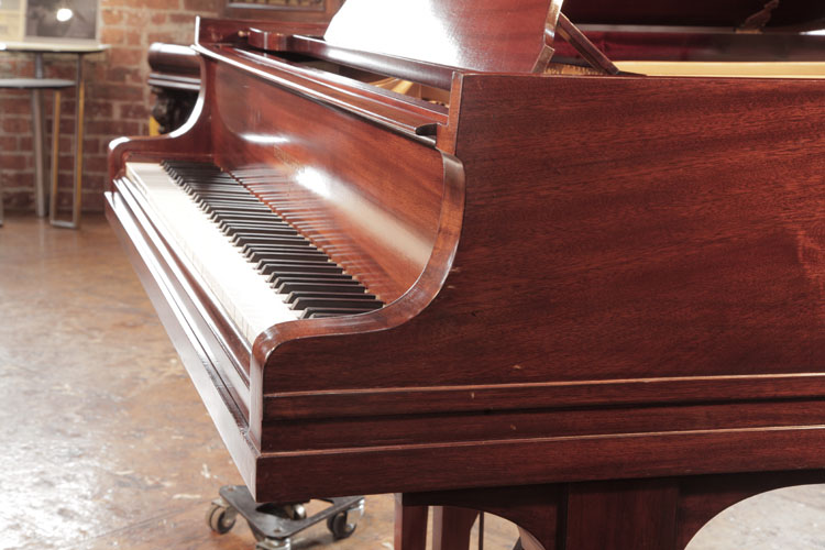 Steinway Model O rounded piano cheek with linear case moulding 