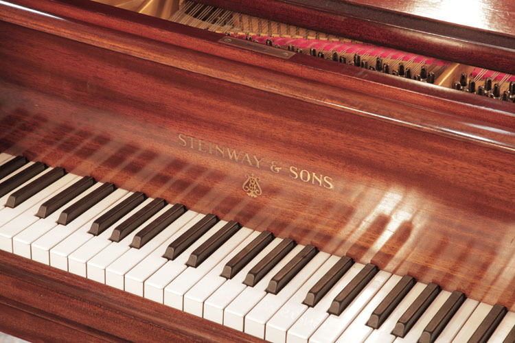 Steinway manufacturer's name inlaid on fall