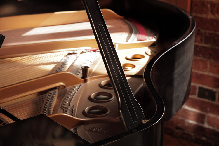 Steinway Model S piano lid stay with indented half prop to allow piano lid to be opened at different heights