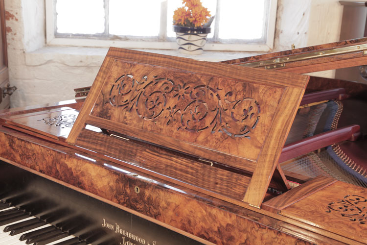 Broadwood music desk features a cut-out design of stylised, scrolling tendrils and flowers