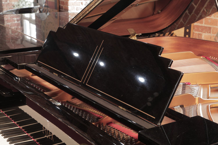 Essex Art Deco style music desk with Ziggurat border and  brass inlay in a skyscraper motif