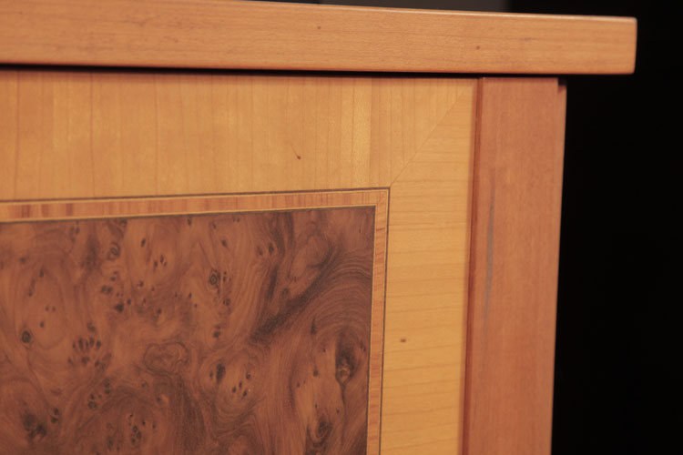 Kemble burr walnut inlaid panel bordered with crossbanding and boxwood stringing