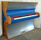 Piano for sale. An art cased Besbrode upright piano specially commissioned for the Frankfurt Fair 2000. Uniquely finished with Aluminium and Leather. Groovy Besbrode original.